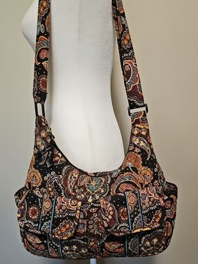 Retired Vera Bradley Kensington Cargo Sling Crossbody Bag - Brown Paisley Quilte